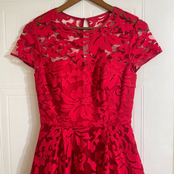 Ted Baker Caree Sheer Floral Overlay Dress Fuschia - Picture 2 of 9